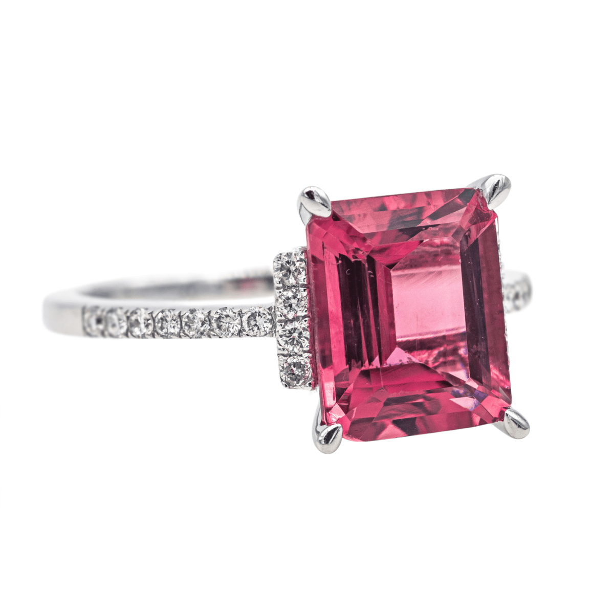 Bague Entourage en or blanc, tourmaline et diamants - Castafiore