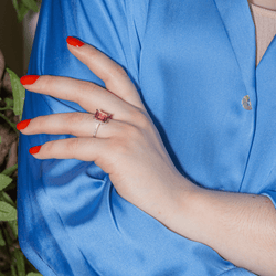 Bague Entourage en or blanc, tourmaline et diamants - Castafiore