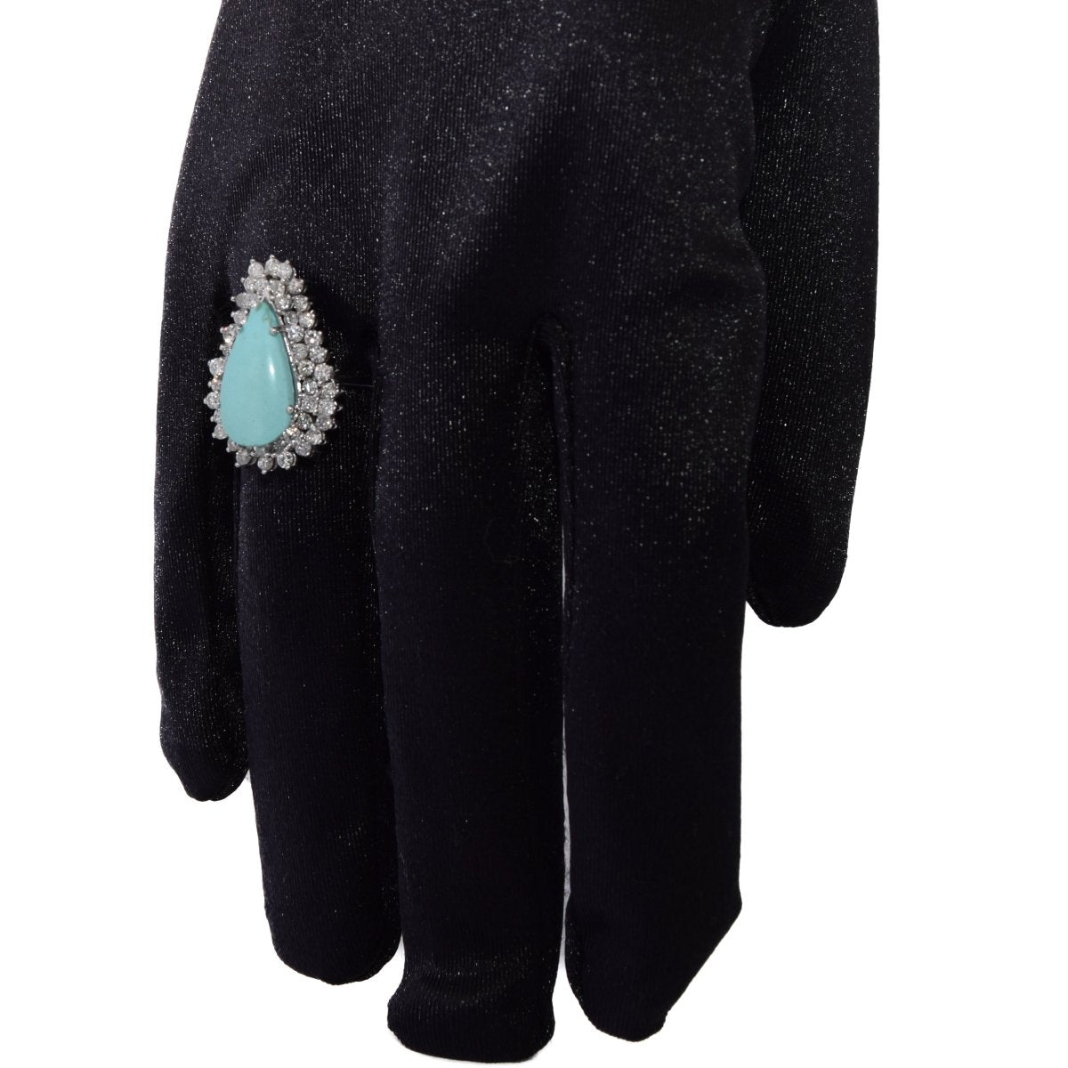Bague Entourage en or blanc, turquoise et diamants - Castafiore