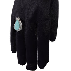 Bague Entourage en or blanc, turquoise et diamants - Castafiore