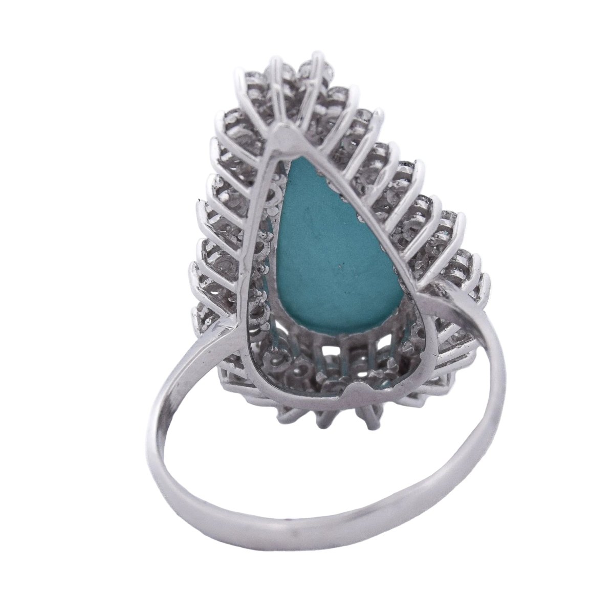 Bague Entourage en or blanc, turquoise et diamants - Castafiore