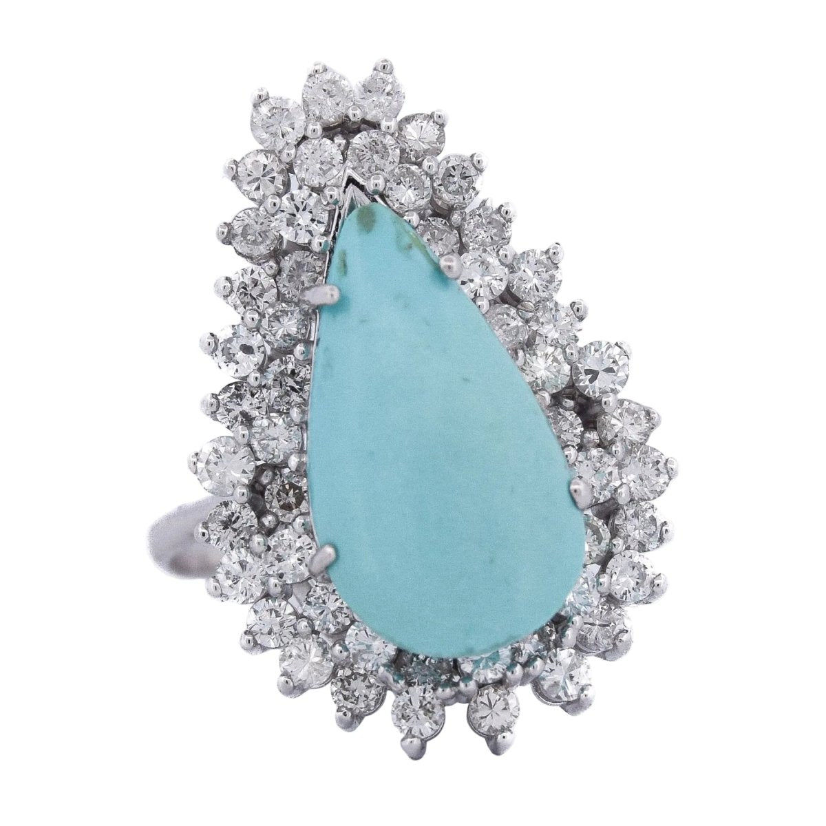 Bague Entourage en or blanc, turquoise et diamants - Castafiore