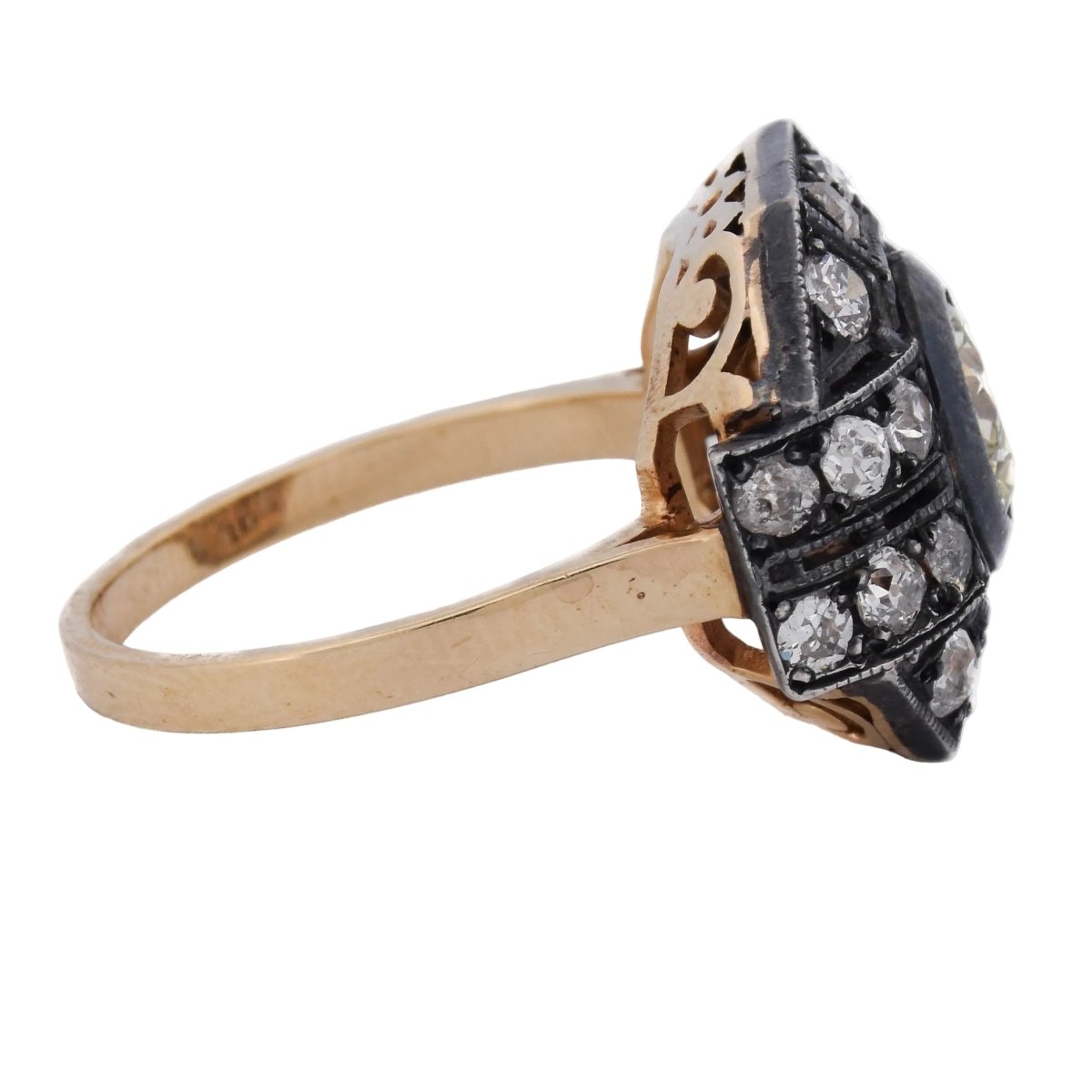 Bague Entourage en or jaune, argent et diamants - Castafiore