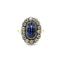 Bague Entourage en or jaune, argent, saphir et diamants - Castafiore