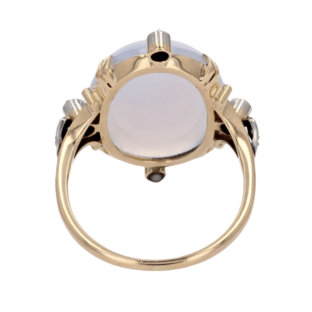 Bague Entourage en or jaune, calcédoine et diamants - Castafiore