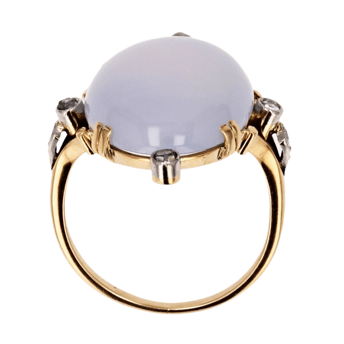 Bague Entourage en or jaune, calcédoine et diamants - Castafiore