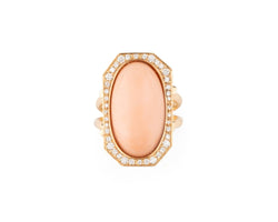 Bague Entourage en or jaune, corail et diamants - Castafiore