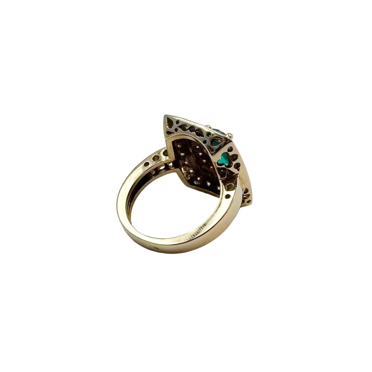 Bague Entourage en or jaune, émeraude et diamants - Castafiore