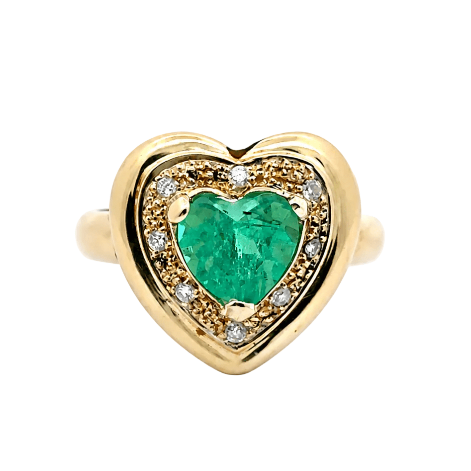 Bague Entourage en or jaune, émeraude et diamants - Castafiore