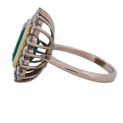 Bague Entourage en or jaune, émeraude et diamants - Castafiore