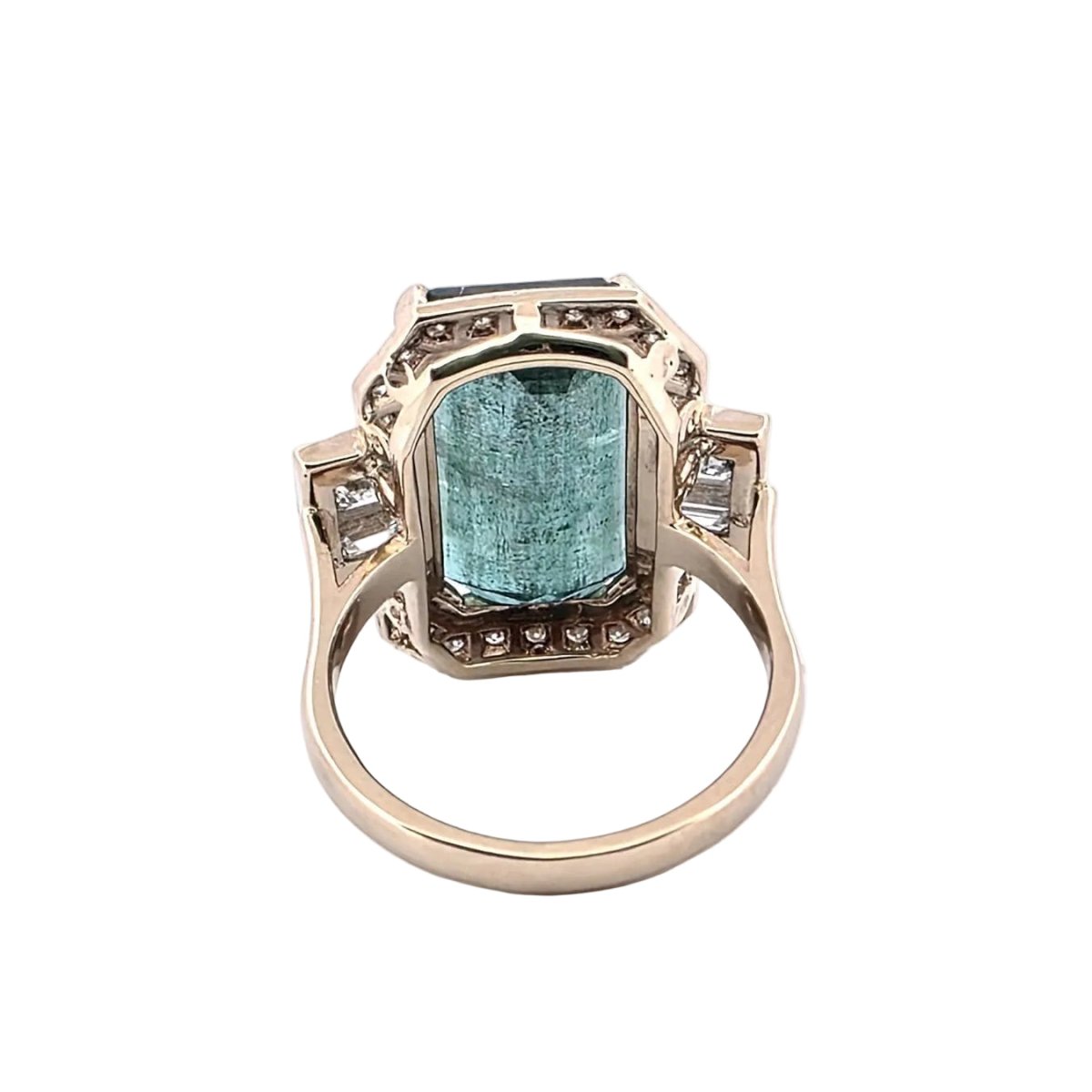 Bague Entourage en or jaune, émeraude et diamants - Castafiore