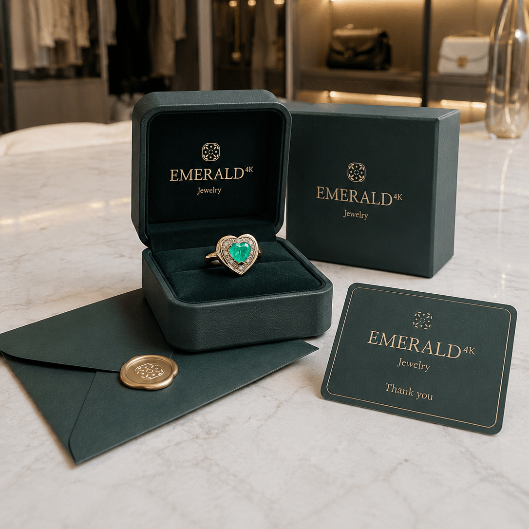 Bague Entourage en or jaune, émeraude et diamants - Castafiore