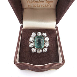 Bague Entourage en or jaune, émeraude et diamants - Castafiore