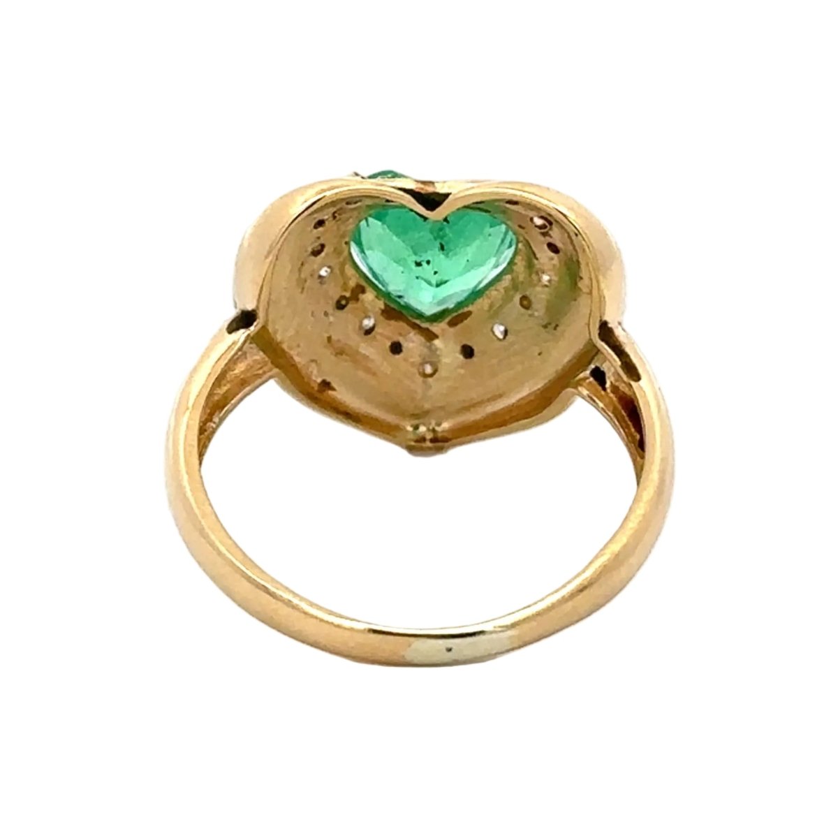 Bague Entourage en or jaune, émeraude et diamants - Castafiore