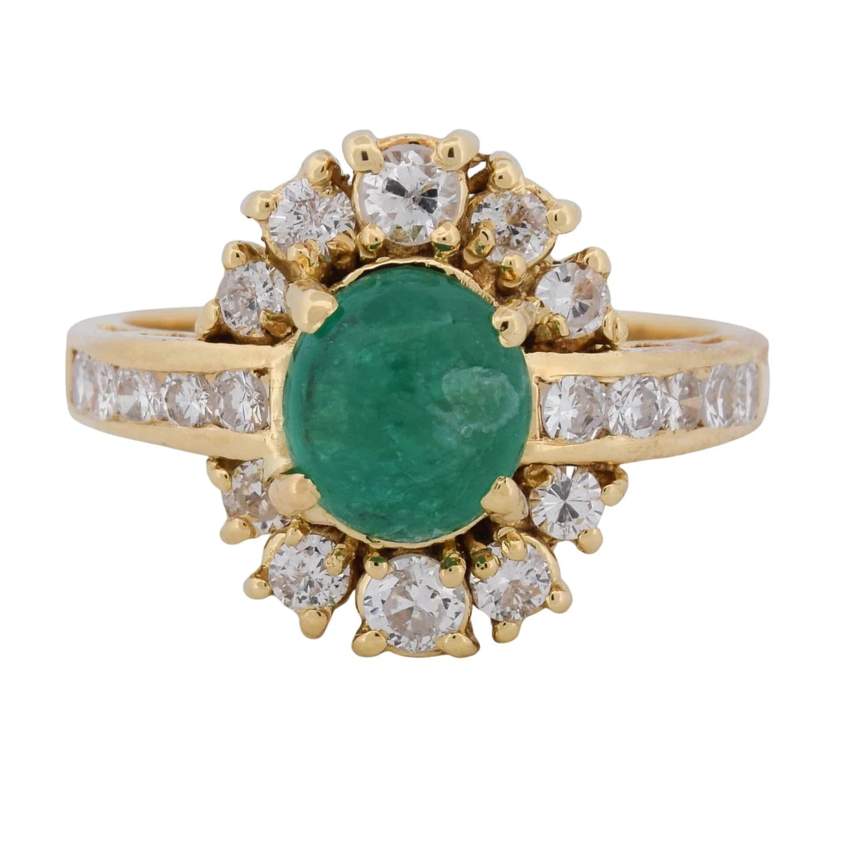 Bague Entourage en or jaune, émeraude et diamants - Castafiore