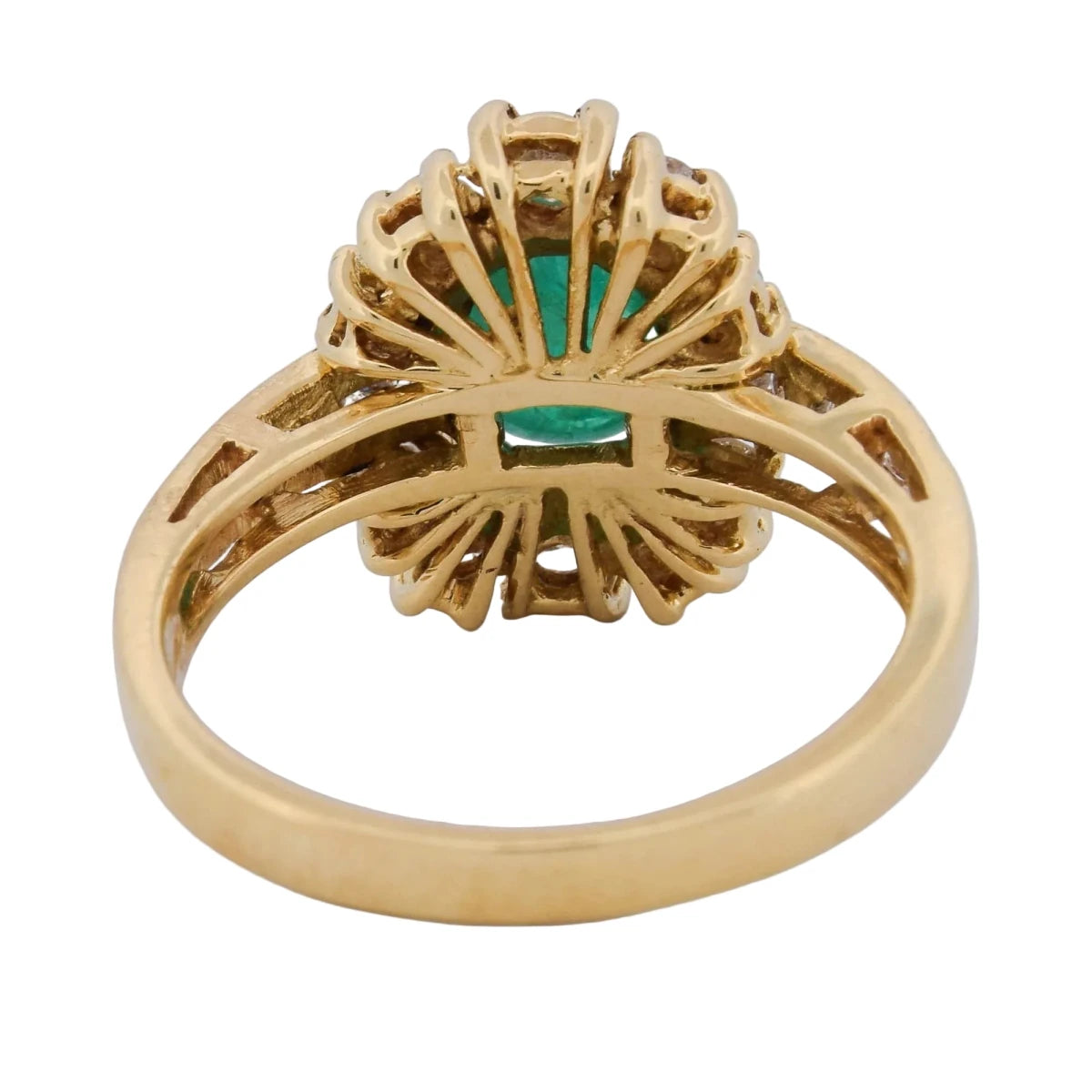 Bague Entourage en or jaune, émeraude et diamants - Castafiore
