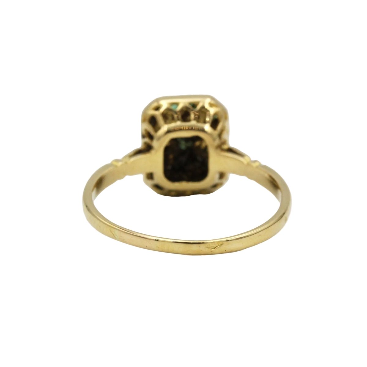 Bague Entourage en or jaune, émeraudes et diamants - Castafiore