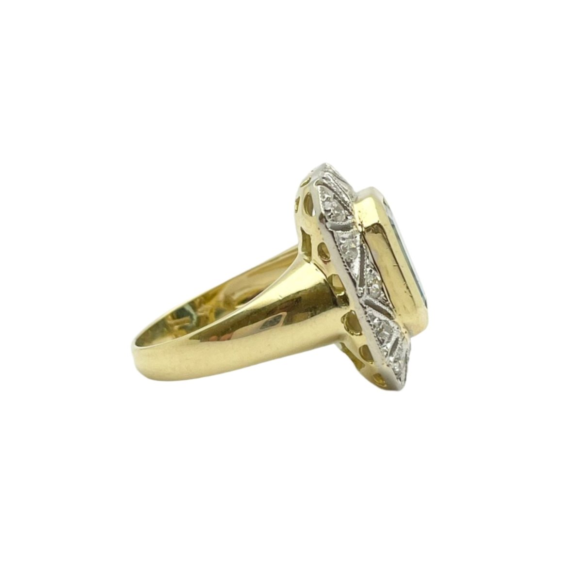Bague Entourage en or jaune et blanc, topaze et diamants - Castafiore