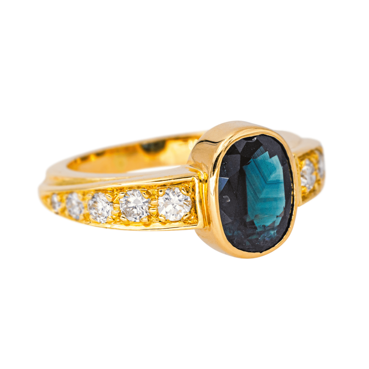 Bague Entourage en or jaune et saphir - Castafiore