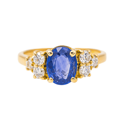 Bague Entourage en or jaune et saphir - Castafiore