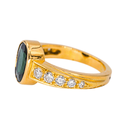 Bague Entourage en or jaune et saphir - Castafiore