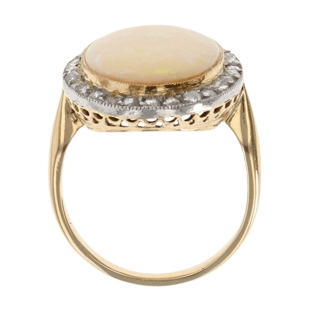 Bague Entourage en or jaune, opale et diamants - Castafiore