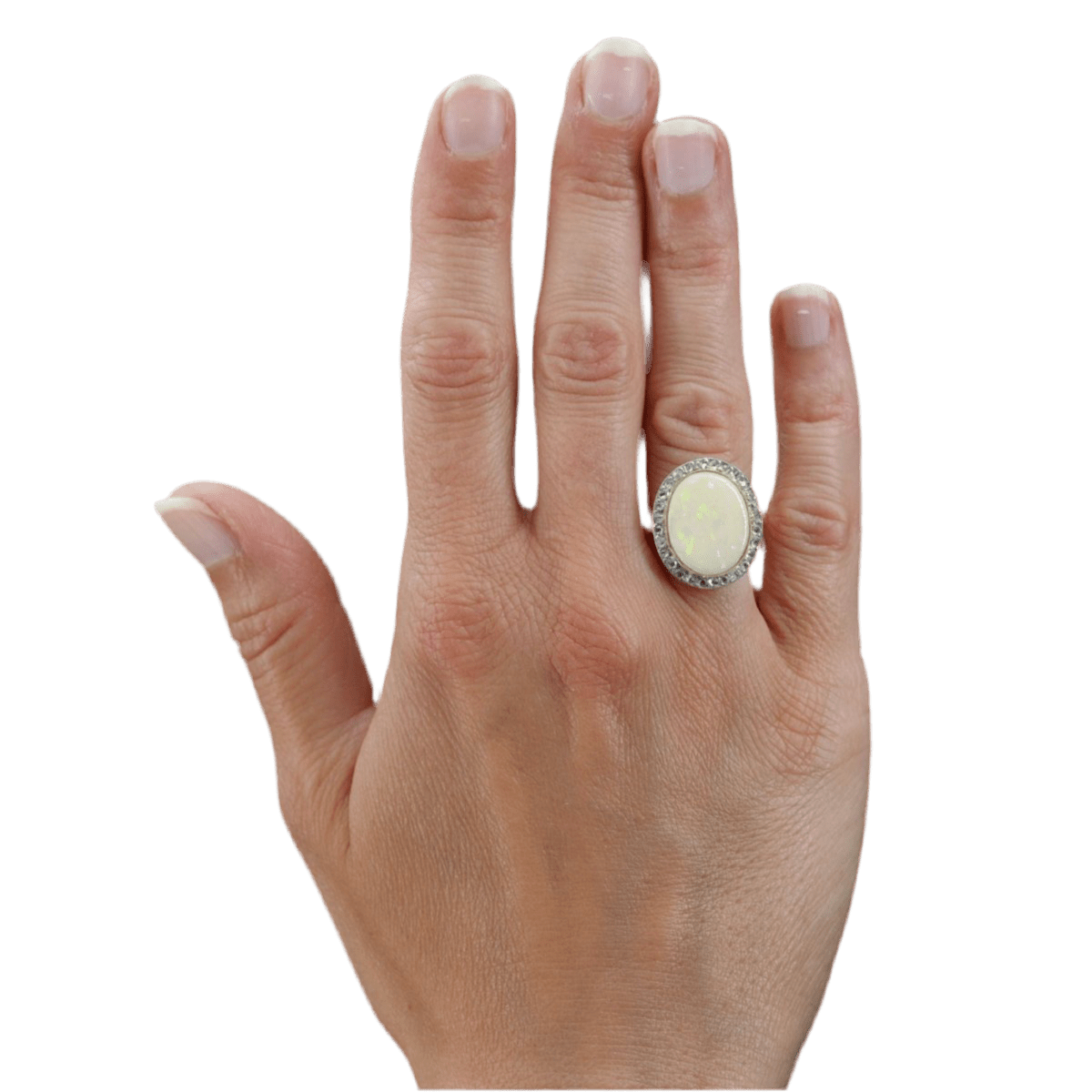 Bague Entourage en or jaune, opale et diamants - Castafiore