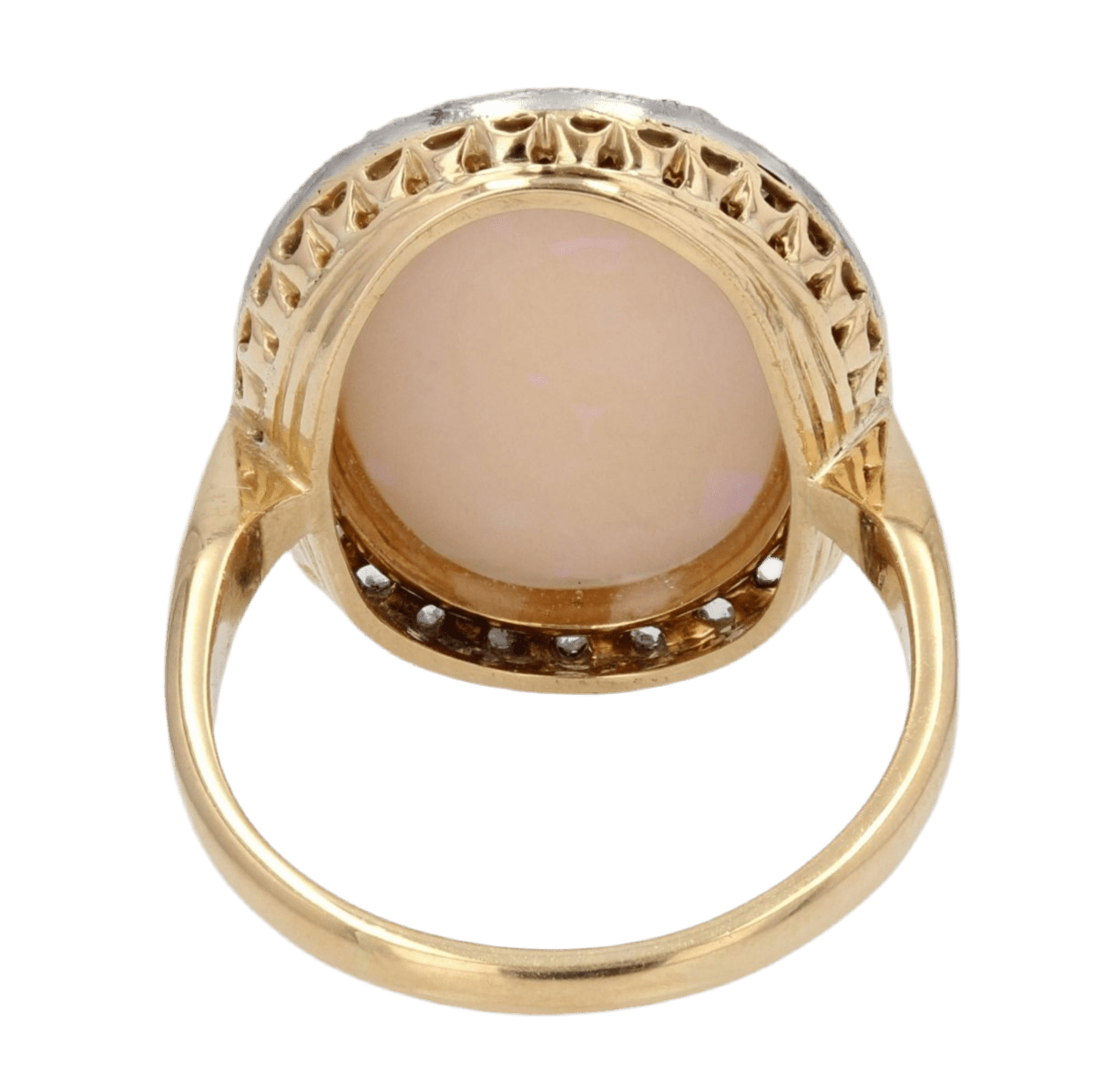 Bague Entourage en or jaune, opale et diamants - Castafiore