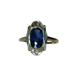 Bague Entourage en or jaune, or blanc, saphir et diamants - Castafiore