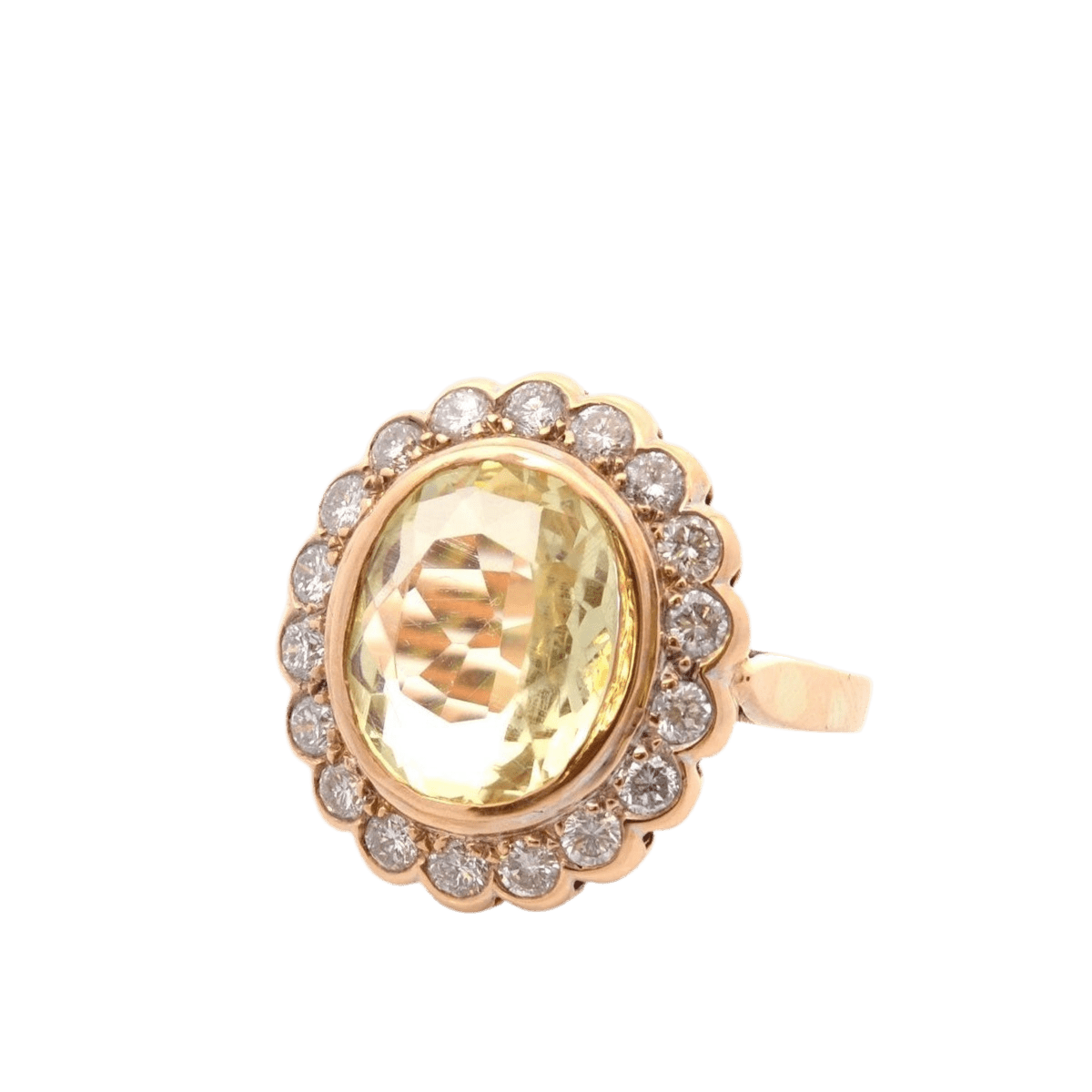 Bague Entourage en or jaune, orthose et diamants - Castafiore