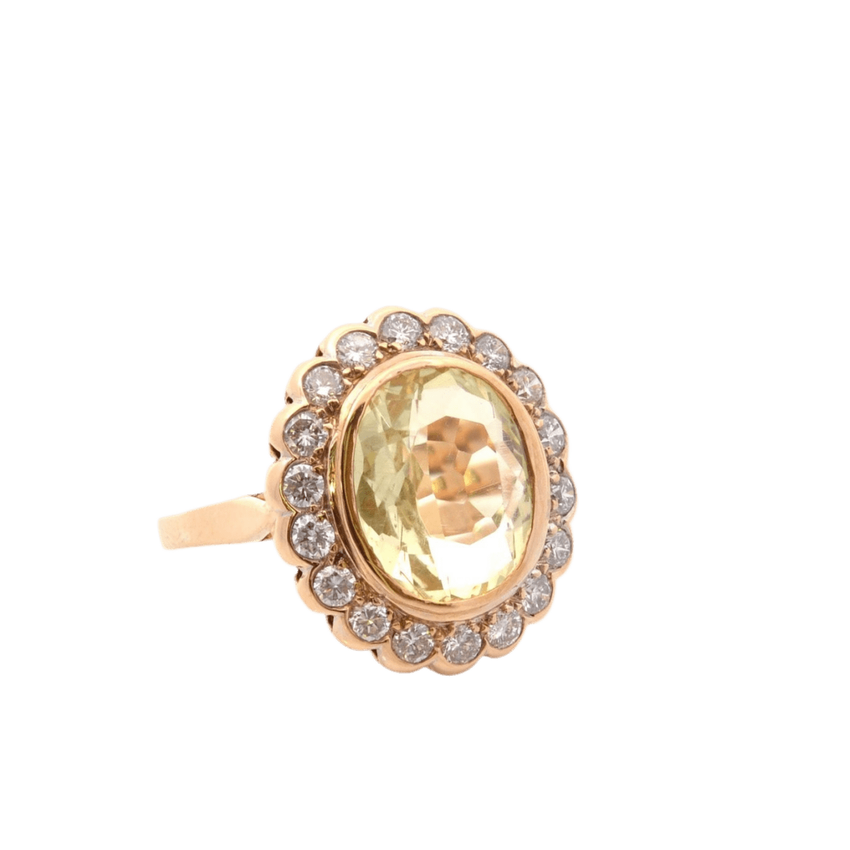 Bague Entourage en or jaune, orthose et diamants - Castafiore