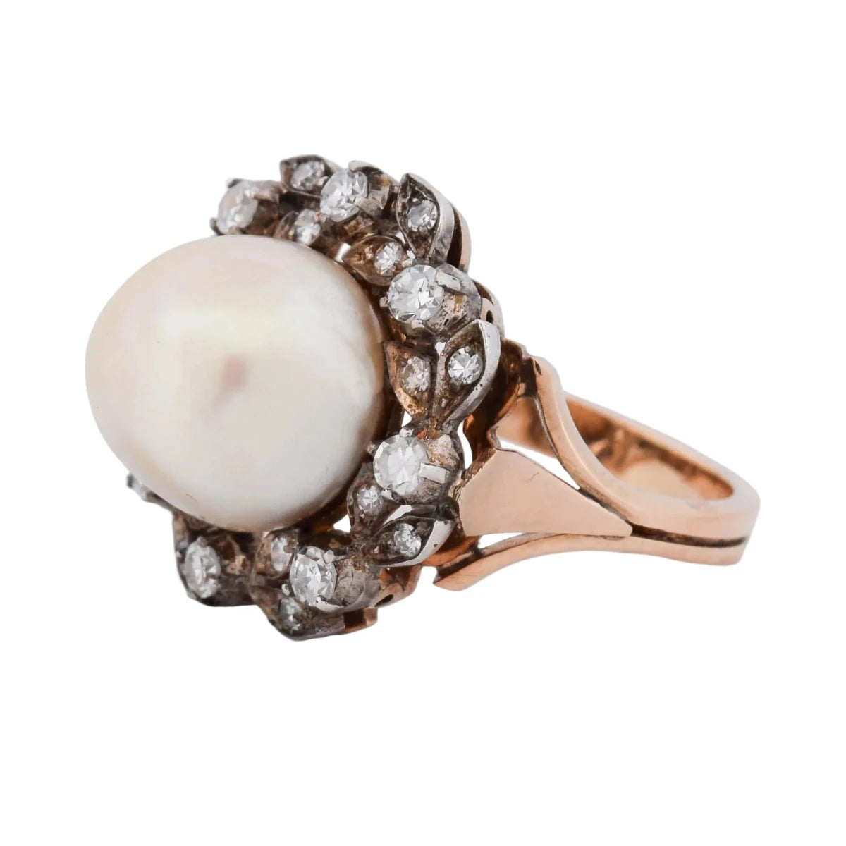 Bague Entourage en or jaune, perle et diamants - Castafiore