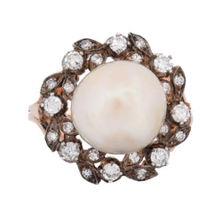 Bague Entourage en or jaune, perle et diamants - Castafiore