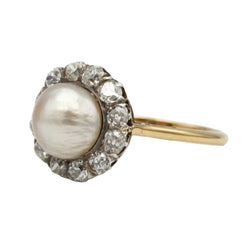 Bague Entourage en or jaune, perle et diamants - Castafiore