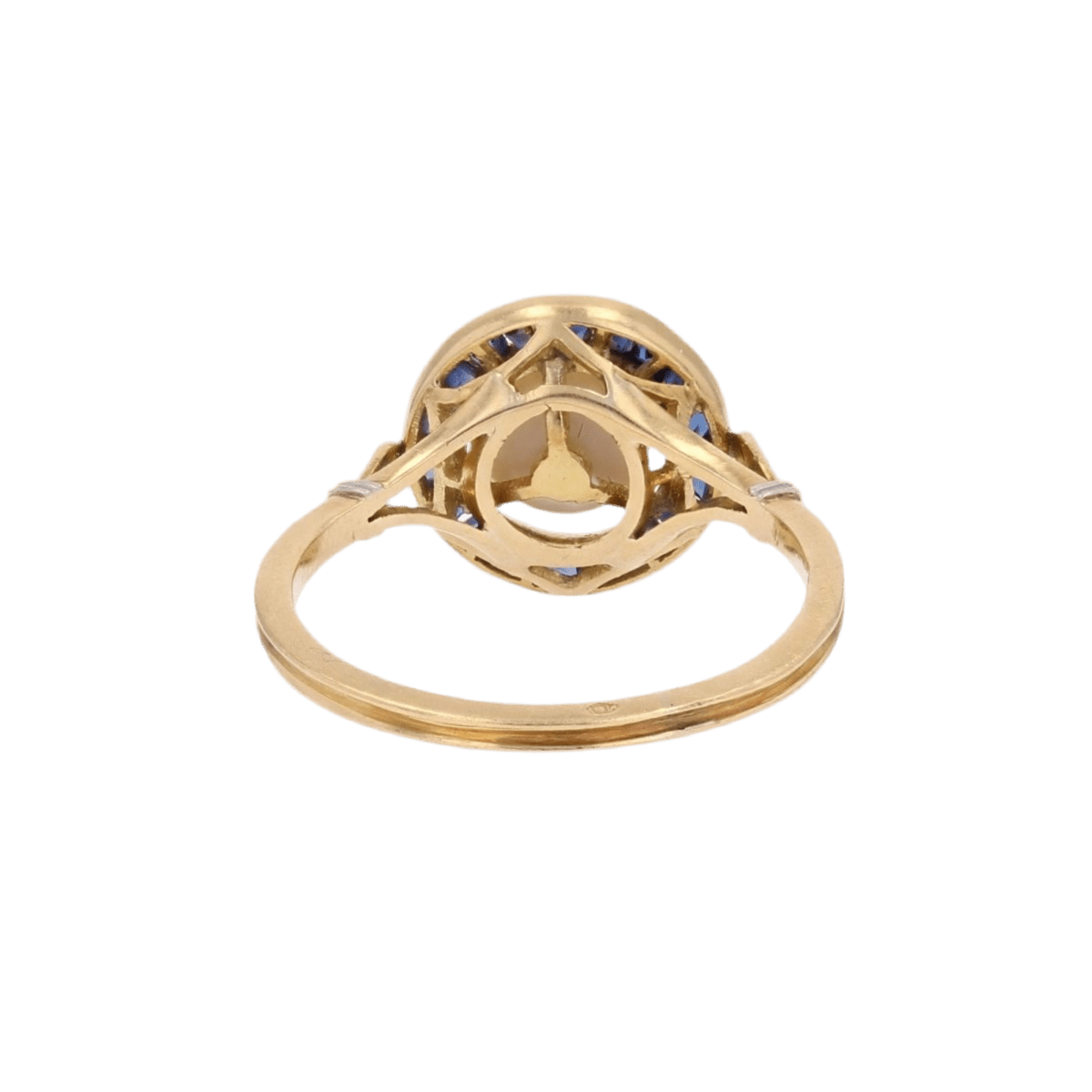 Bague Entourage en or jaune, perle et saphirs - Castafiore