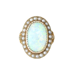 Bague Entourage en or jaune, perles et opale - Castafiore