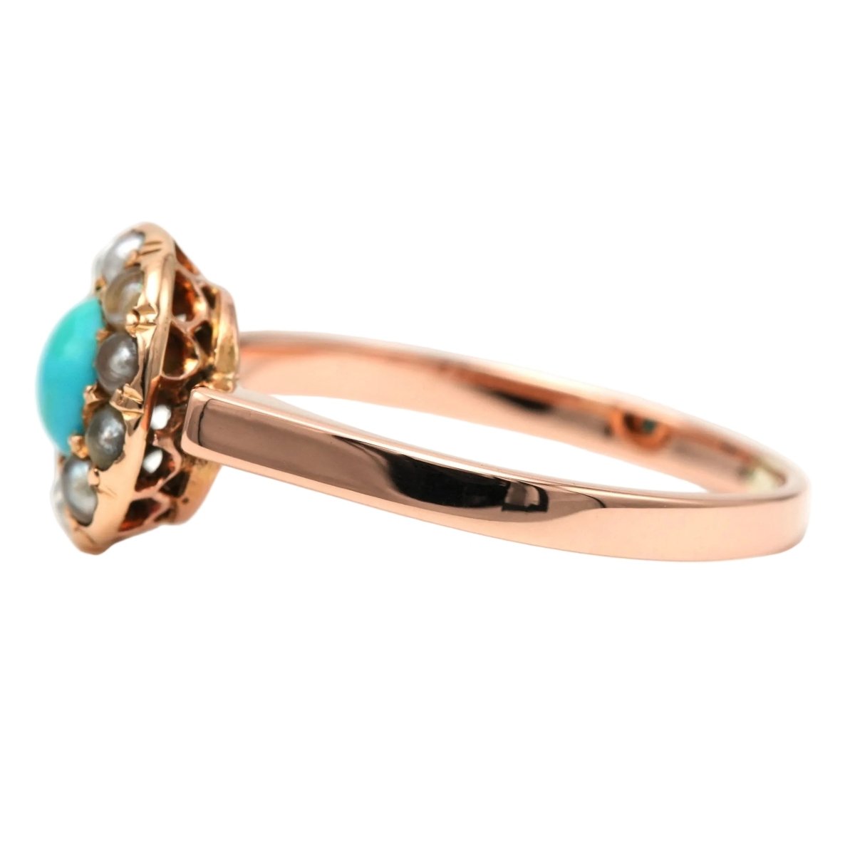 Bague Entourage en or jaune, perles et turquoise - Castafiore