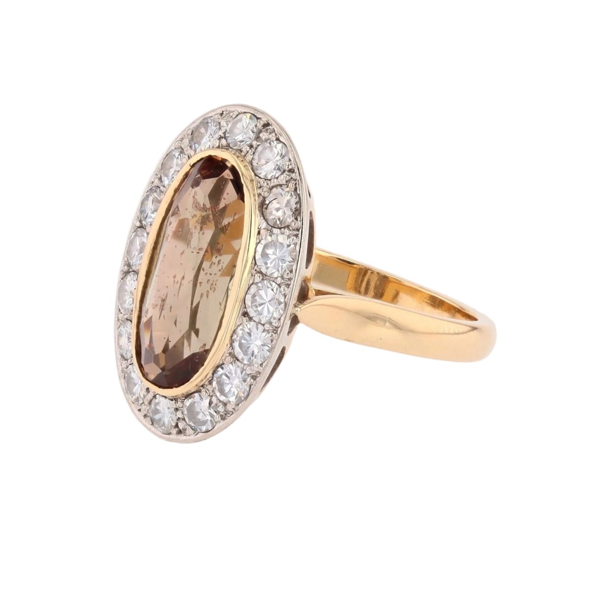 Bague Entourage en or jaune, platine, andalousite et diamants - Castafiore