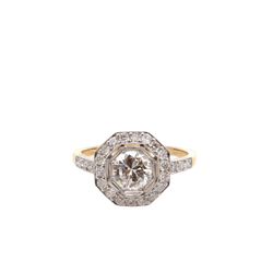 Bague Entourage en or jaune, platine et diamants - Castafiore