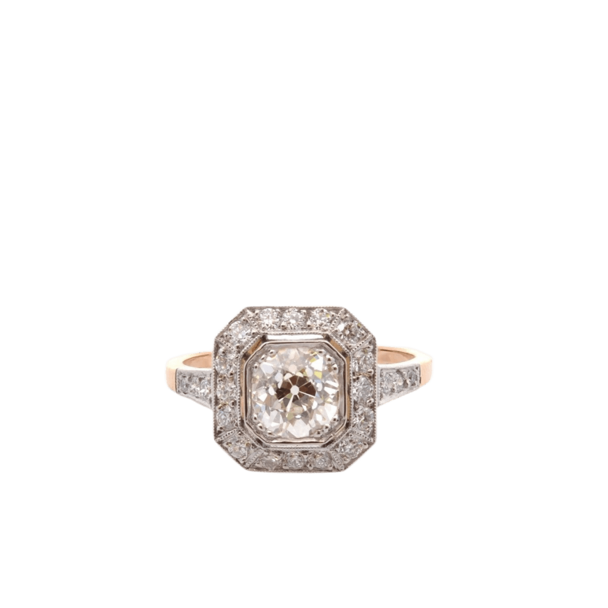 Bague Entourage en or jaune, platine et diamants - Castafiore