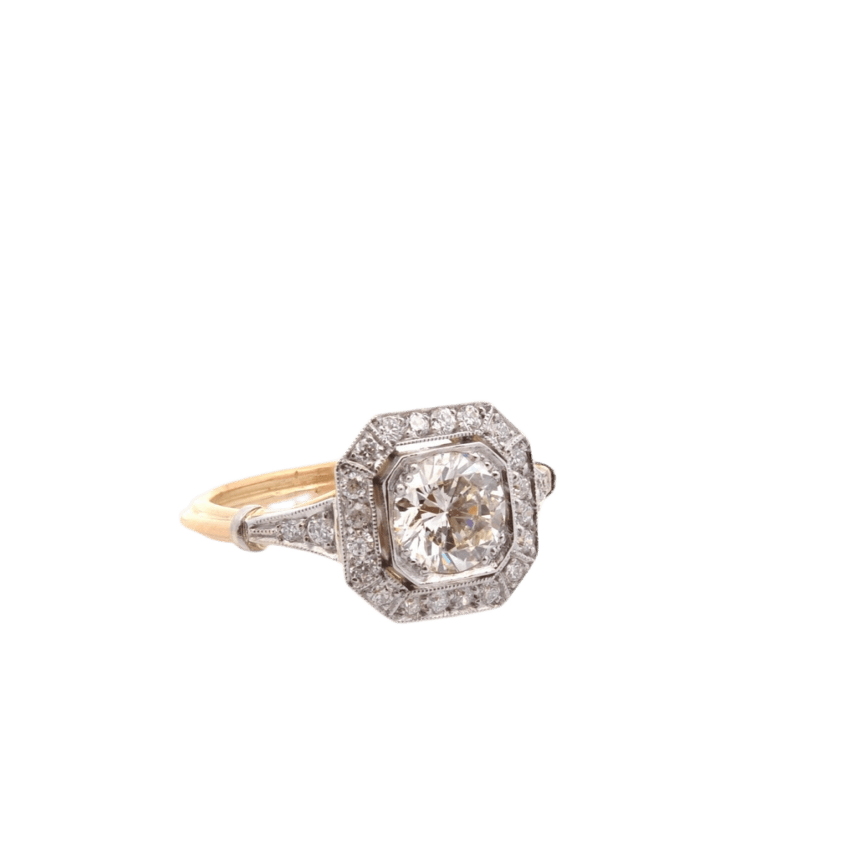 Bague Entourage en or jaune, platine et diamants - Castafiore