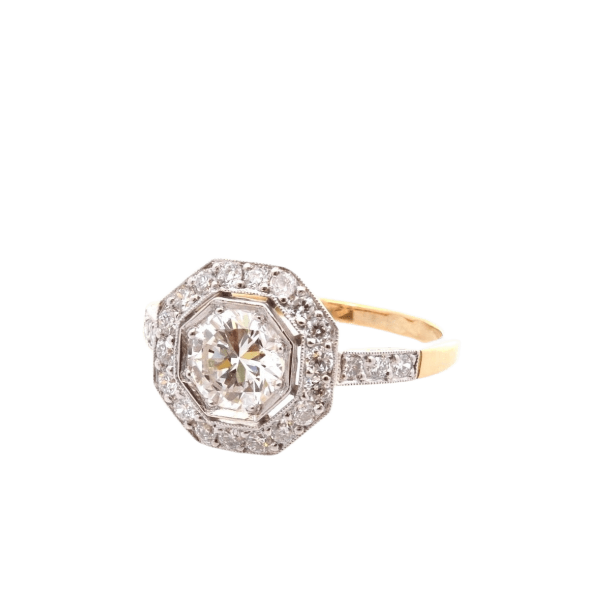 Bague Entourage en or jaune, platine et diamants - Castafiore