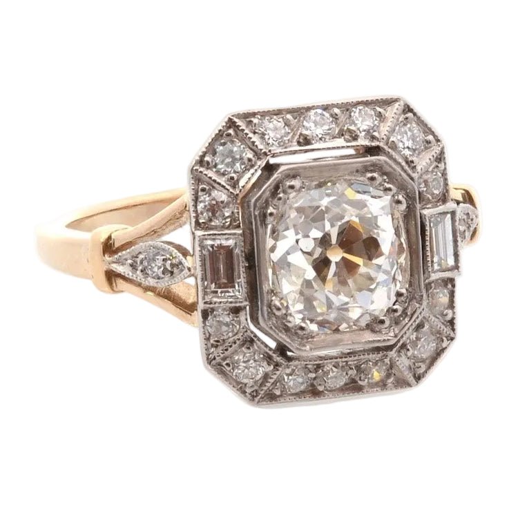 Bague Entourage en or jaune, platine et diamants - Castafiore