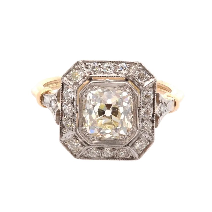 Bague Entourage en or jaune, platine et diamants - Castafiore