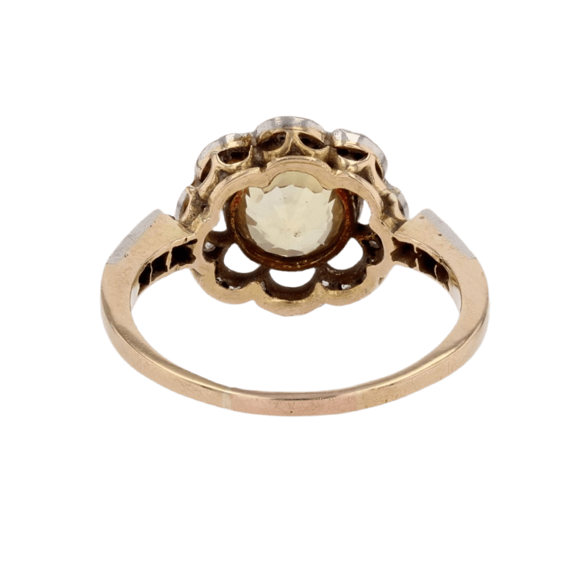 Bague Entourage en or jaune, platine, saphir et diamants - Castafiore