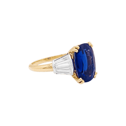 Bague Entourage en or jaune, platine, saphir et diamants - Castafiore