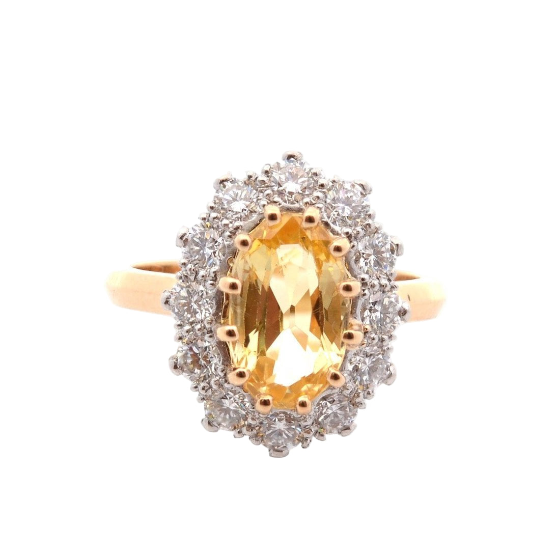 Bague Entourage en or jaune, platine, saphir, et diamants - Castafiore