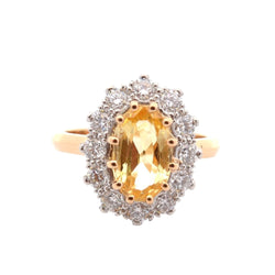 Bague Entourage en or jaune, platine, saphir, et diamants - Castafiore