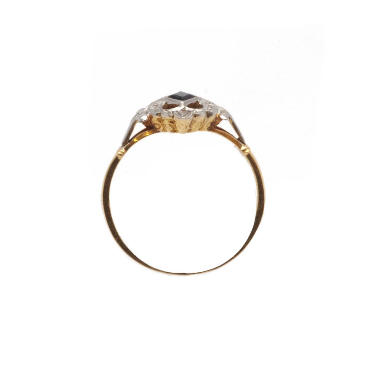 Bague Entourage en or jaune, platine, saphir et diamants - Castafiore