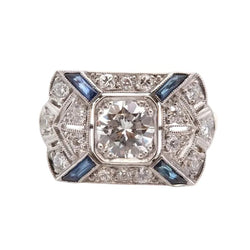 Bague Entourage en or jaune, platine, saphirs et diamants - Castafiore